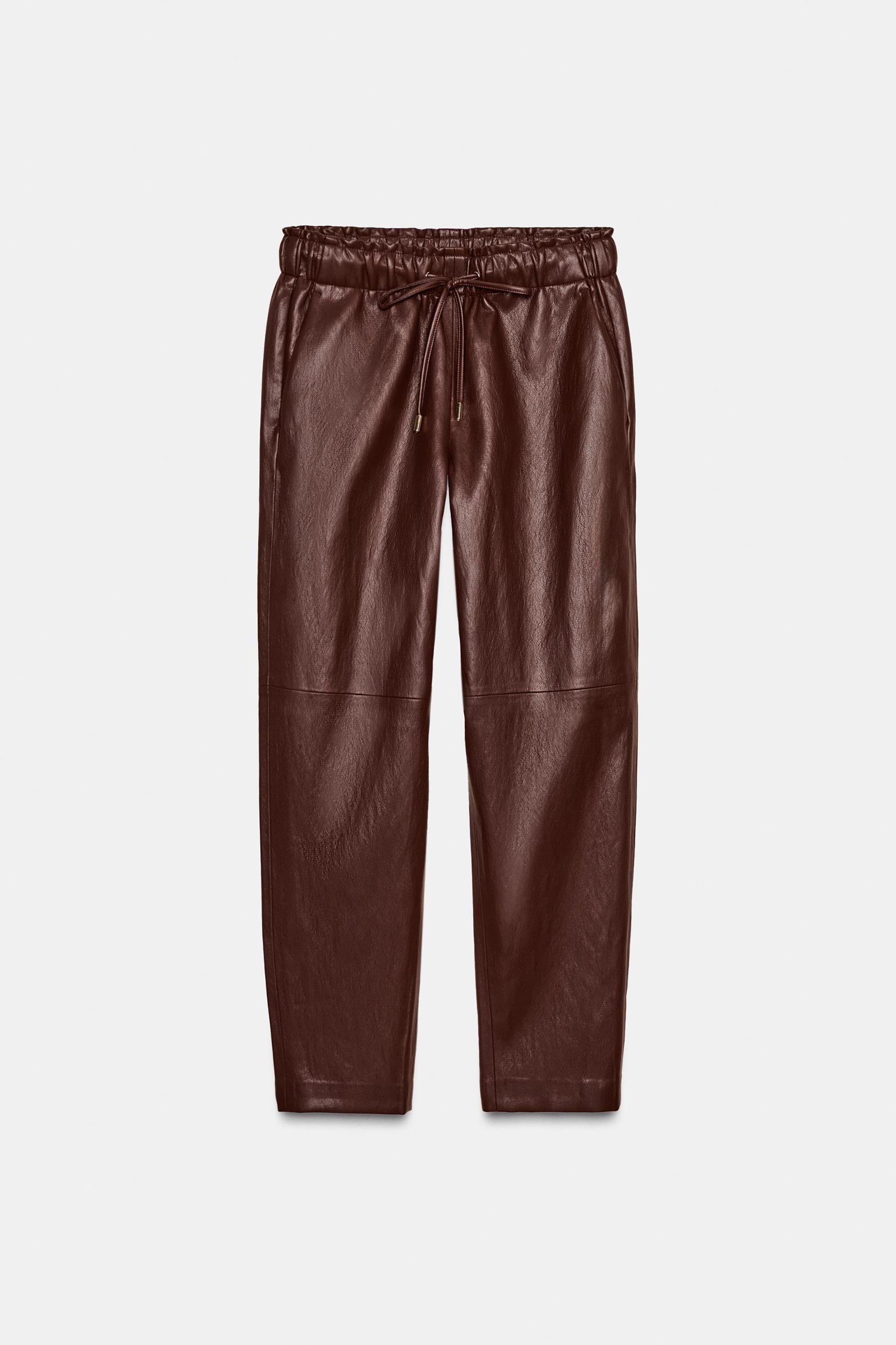 FAUX LEATHER ELASTIC WAIST PANTS Product Image