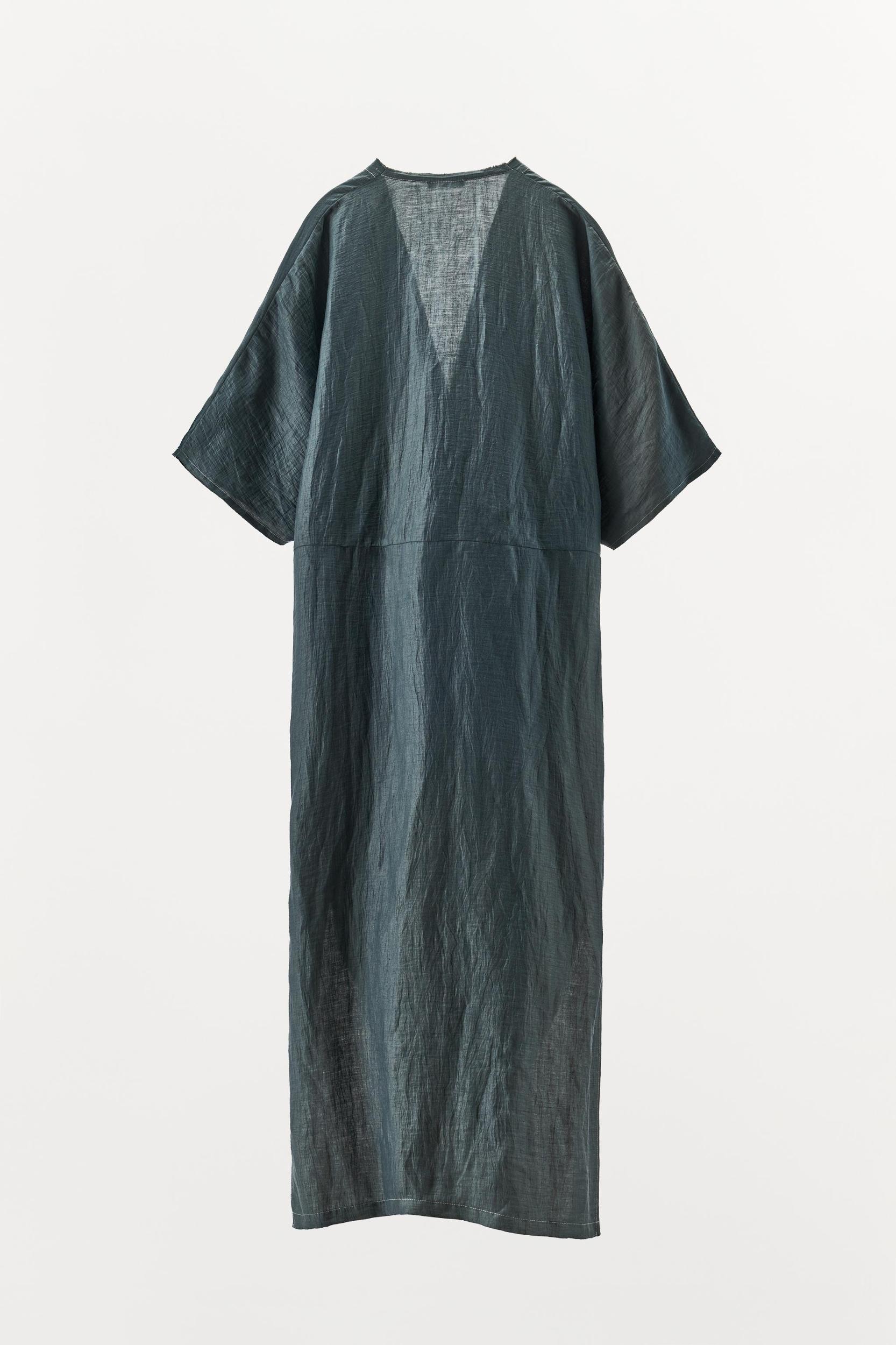 CONTRAST TIED LINEN DRESS Product Image