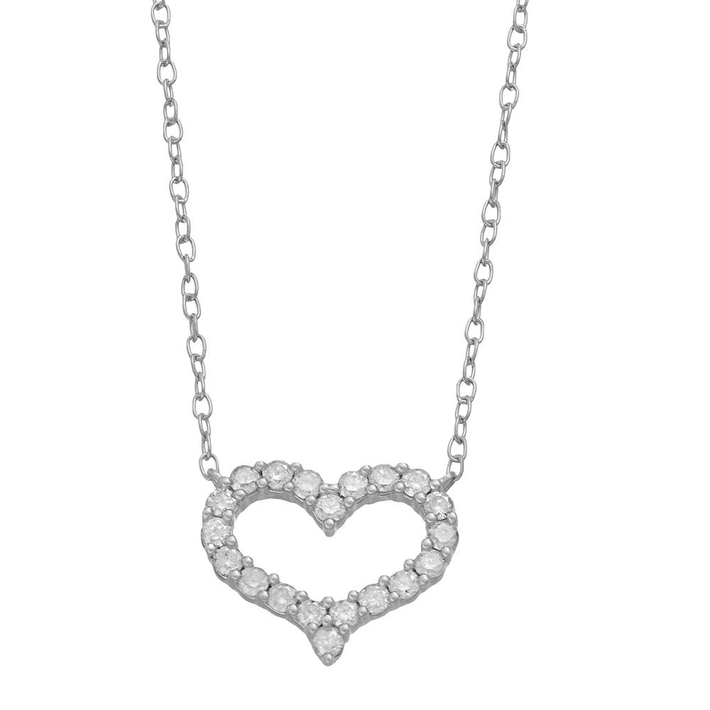 Sterling Silver 1/4 Carat T.W. Diamond Heart Pendant Necklace, Women's, Size: 18", Gold Tone Product Image