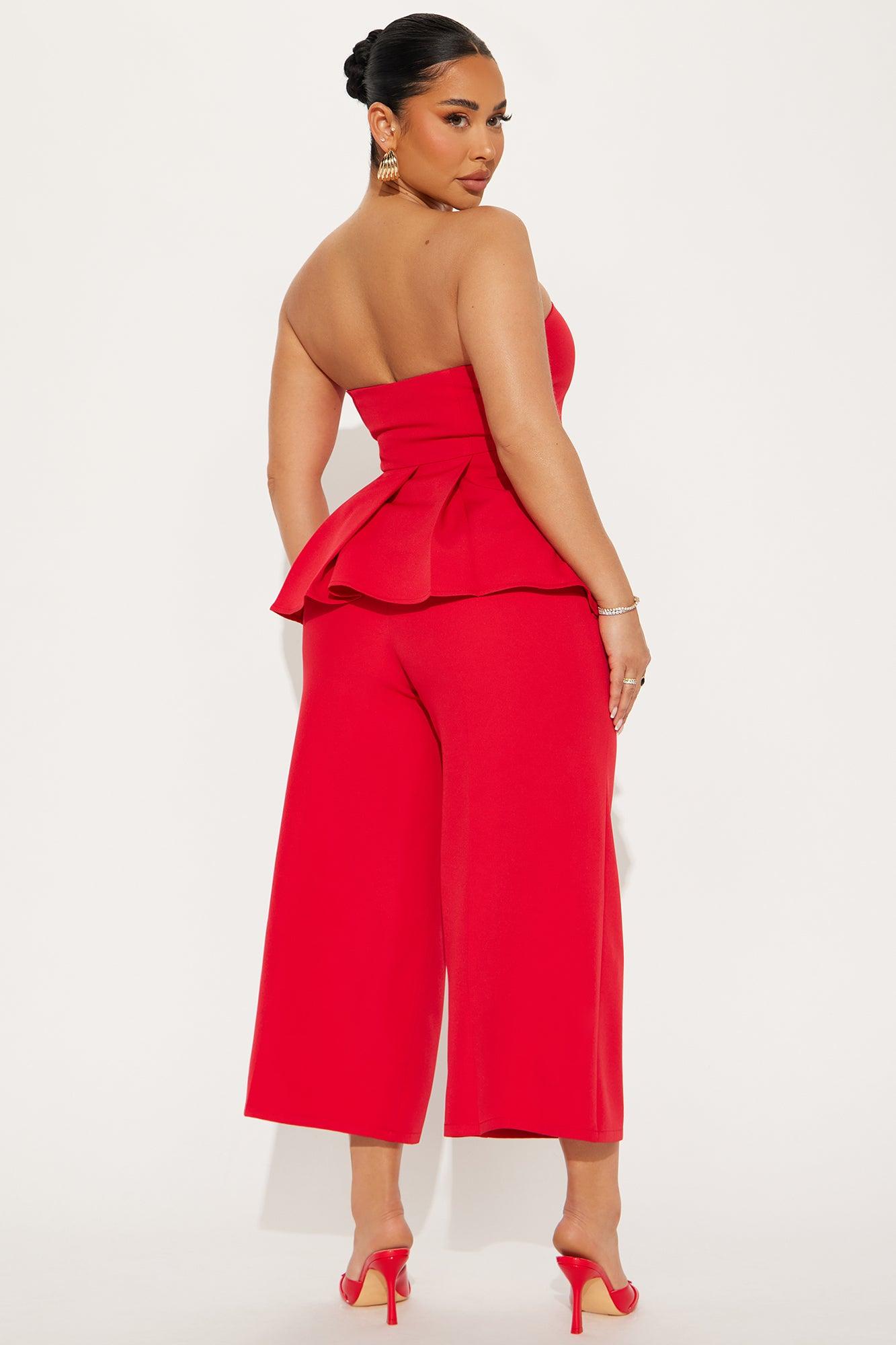 Roxie Peplum Pant Set - Red Product Image