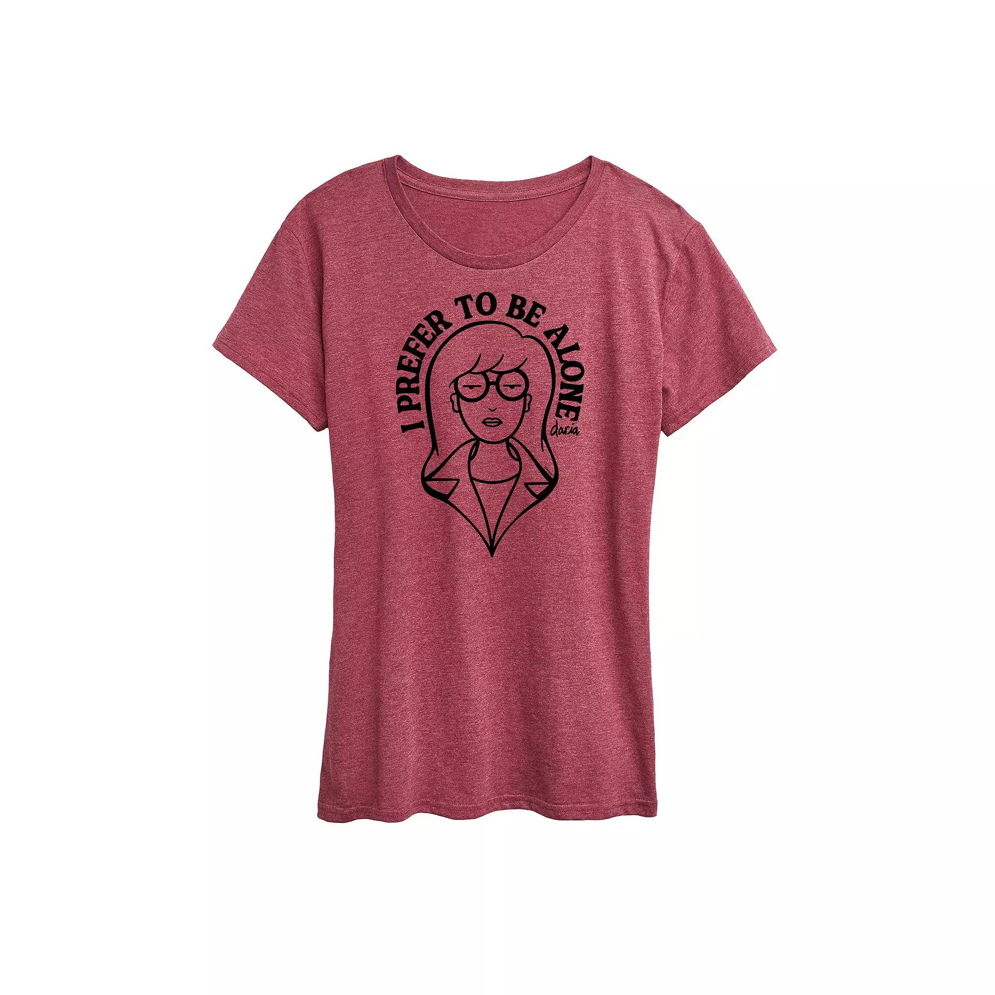 Women's Daria I Prefer To Be Alone Graphic Tee, Girl's,  Product Image