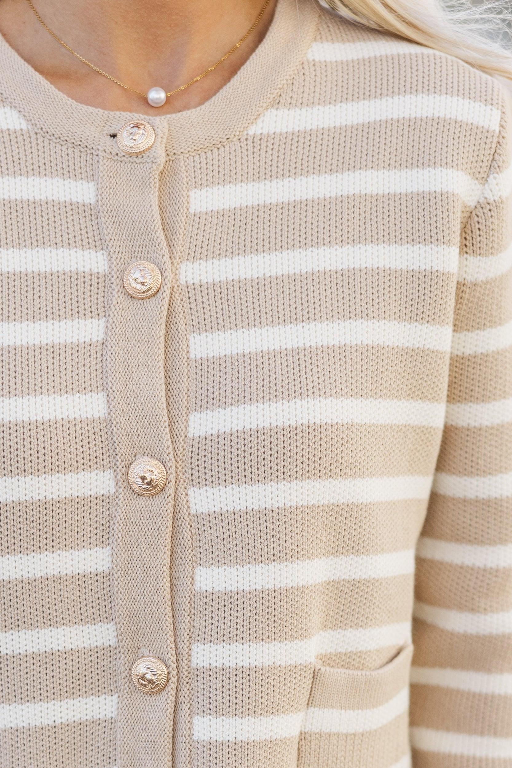 Ready To Go Taupe Striped Cardigan Female Product Image