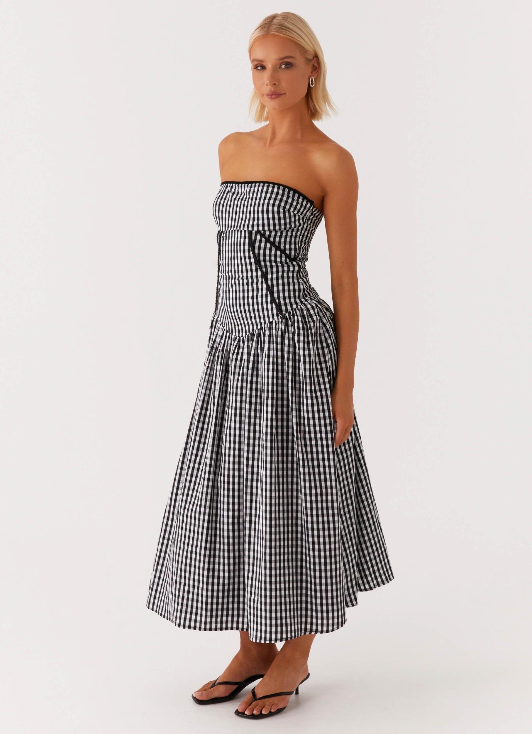 Larnie Midi Dress - Black Gingam Product Image