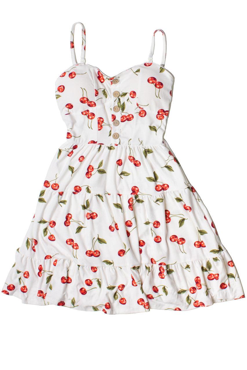 Cherry Print Tiered Mini Dress Product Image