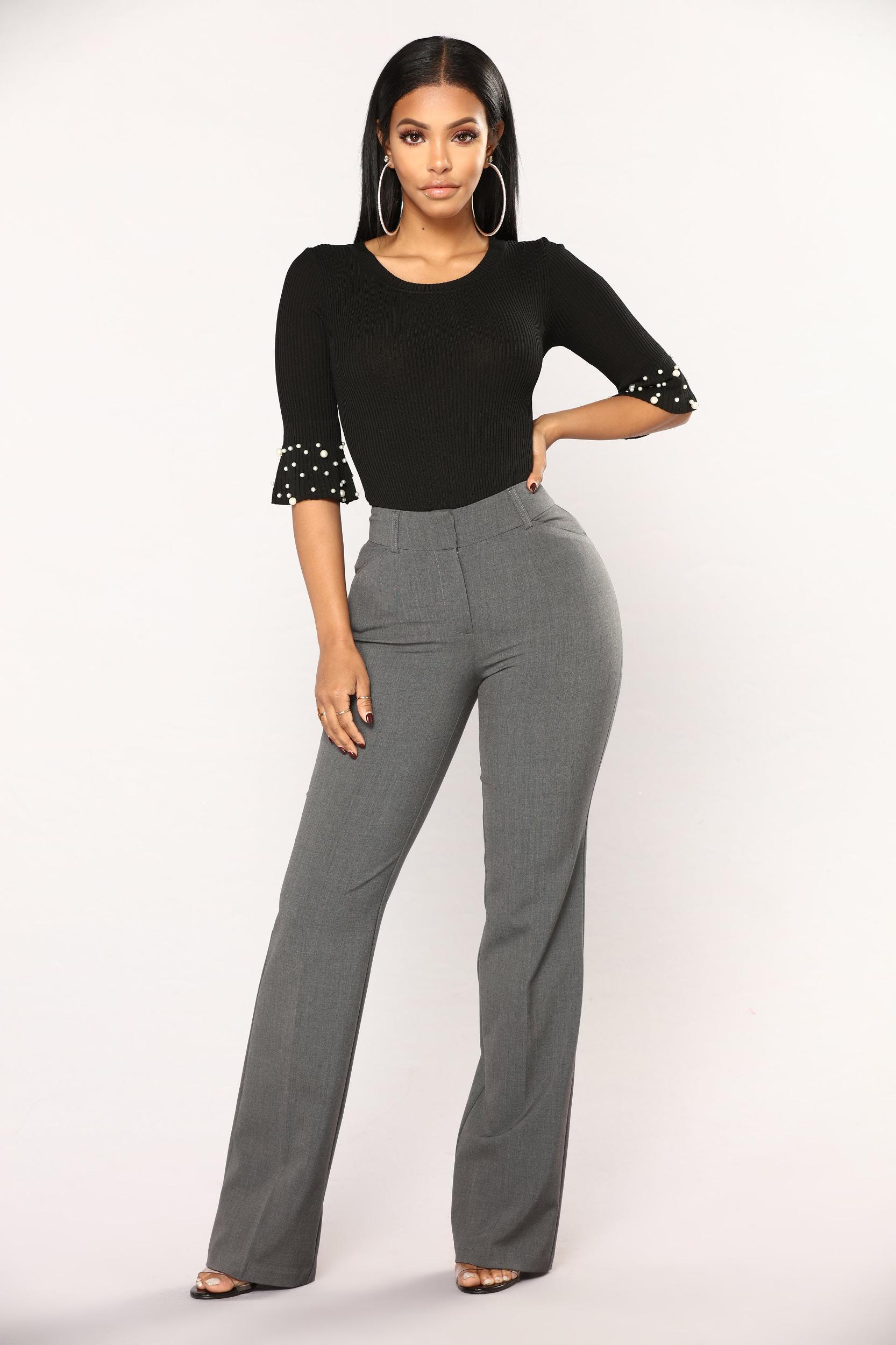 Tasha Dressy High Rise Pants - Charcoal Product Image