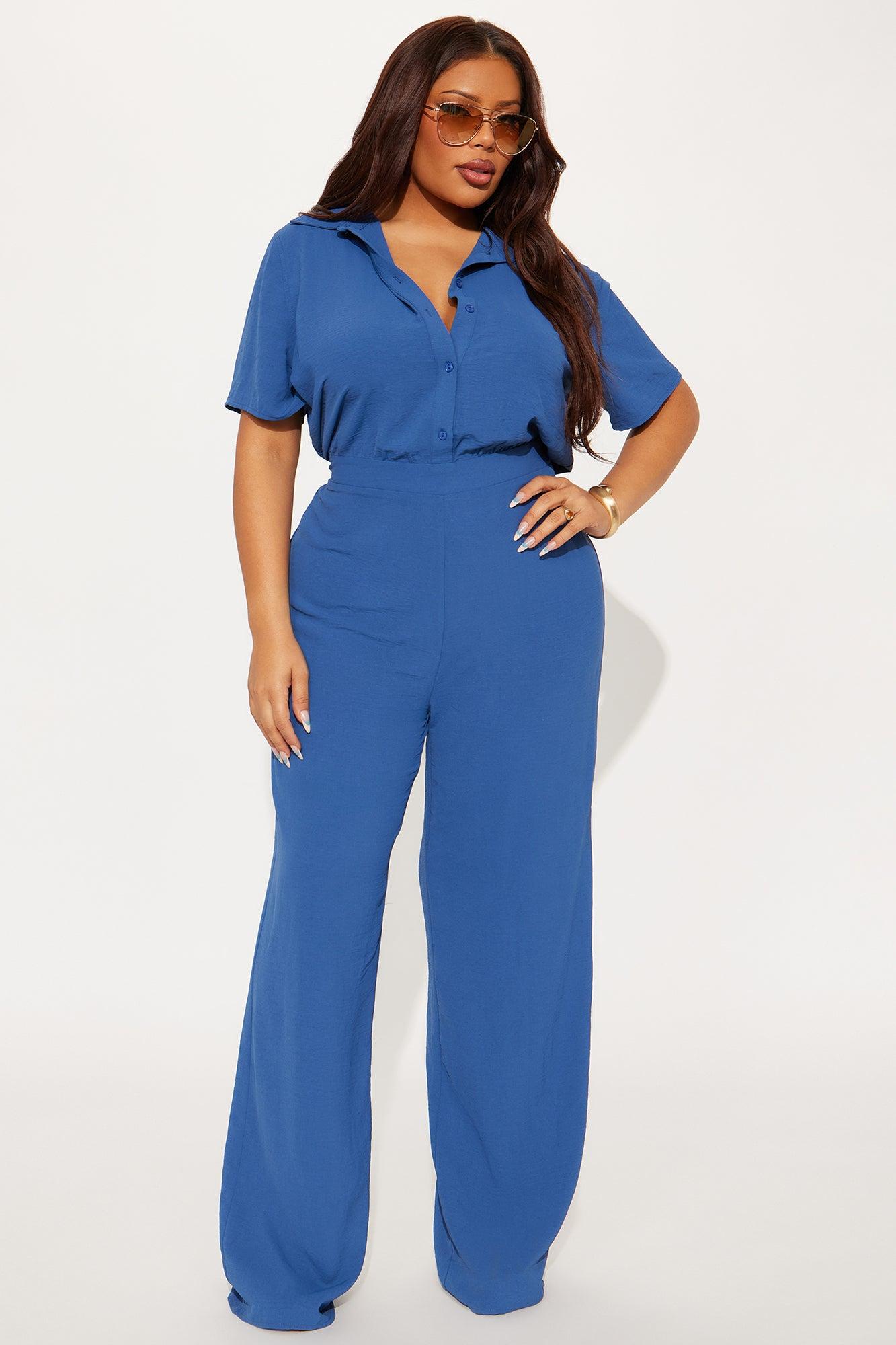 Makenzie Short Sleeve Jumpsuit - SlateBlue Female Product Image