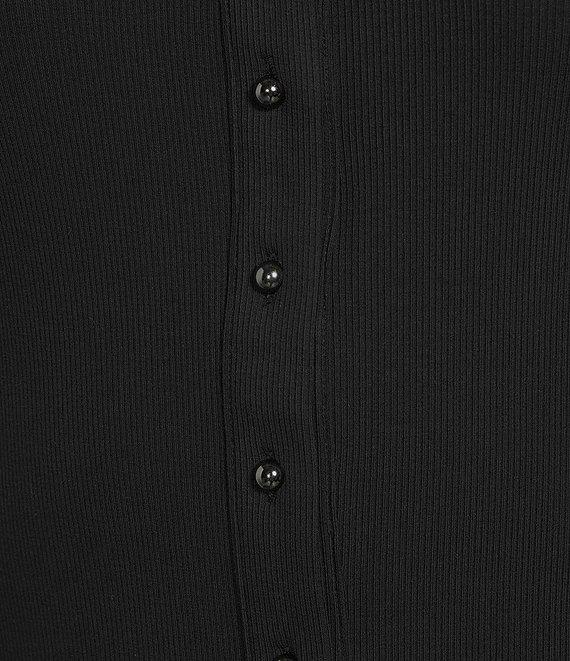 Never Fully Dressed Ribbed Knit Crew Neck Sleeveless Studded Button Front Tank Product Image