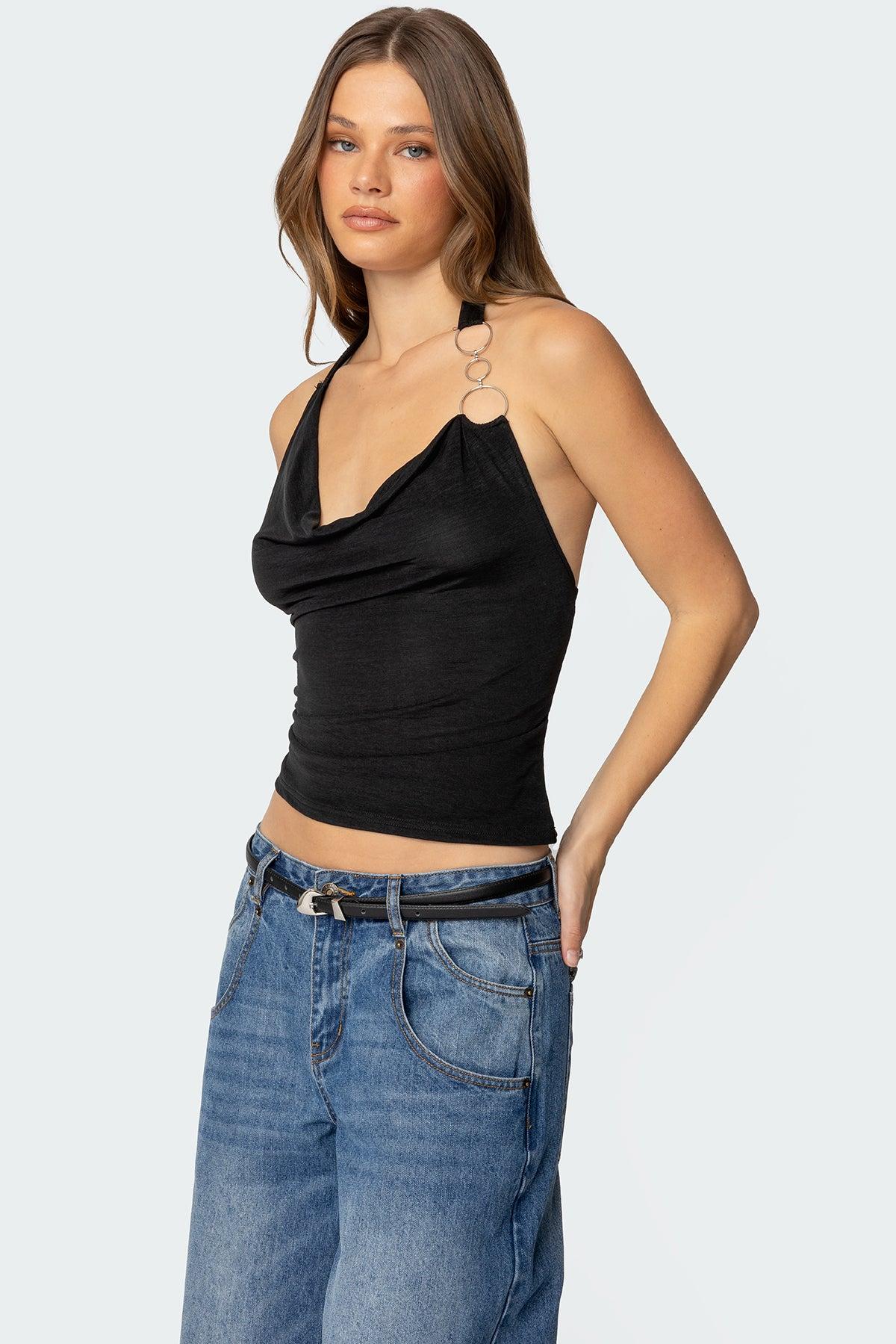 Rhia Cowl Neck Halter Top Product Image