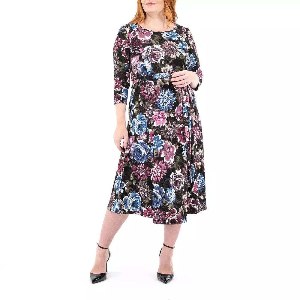 Women's Nina Leonard Sylvia Print Midi Dress,  Product Image