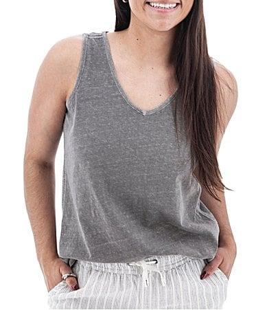 Aventura Simone Organic Cotton Hemp Slub Knit Jersey Soft V-Neck Ladder Lace Trim Tank Product Image