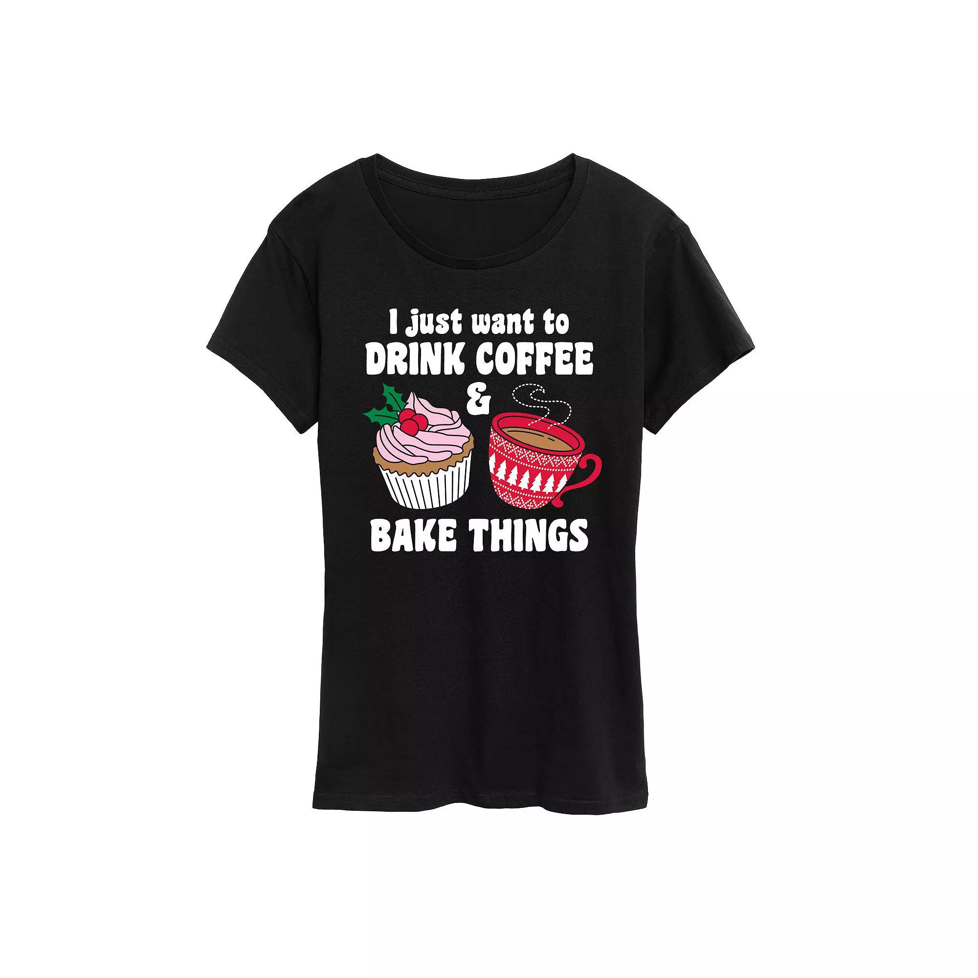 Women's Drink Coffee Bake Things Graphic Tee, Girl's,  Product Image