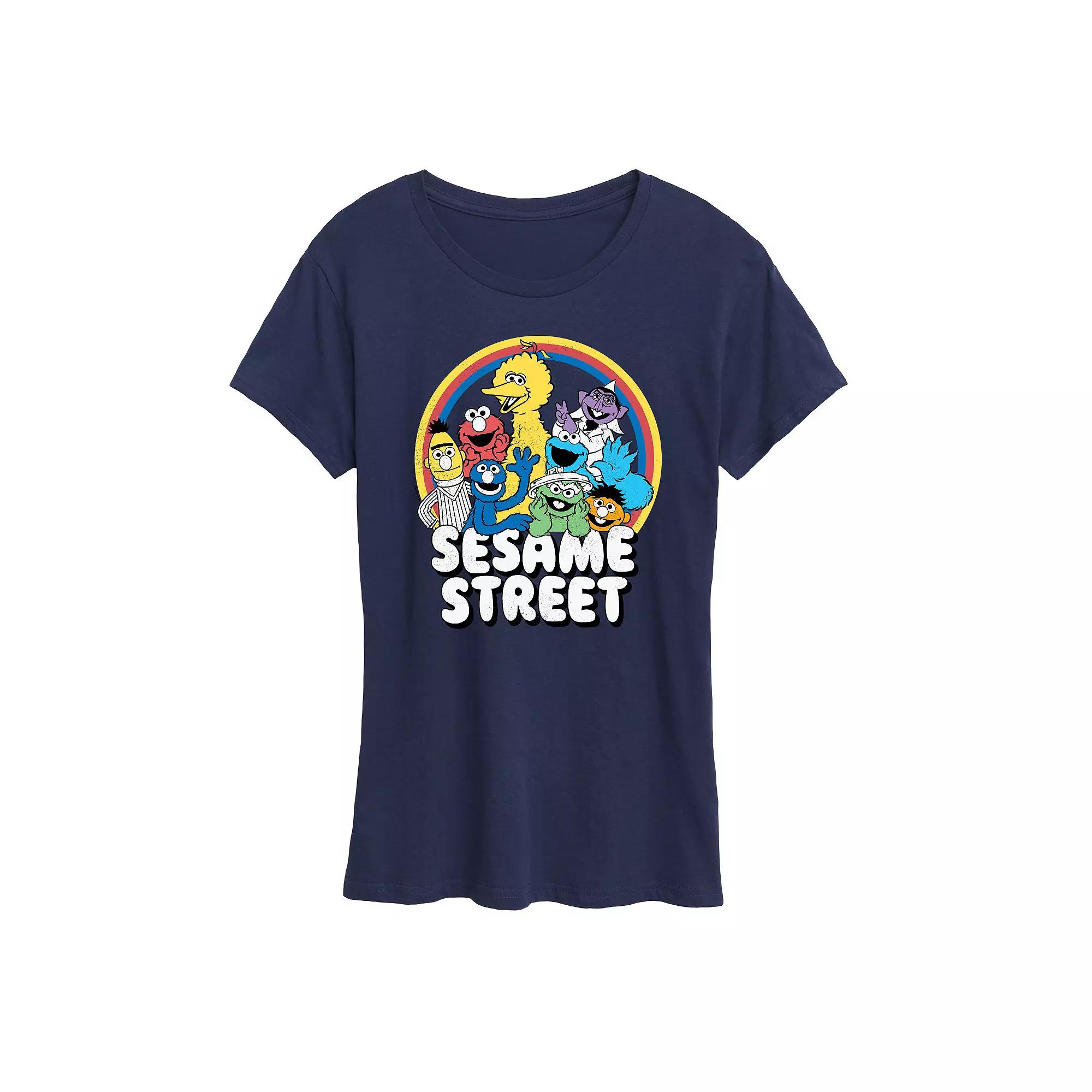 Women's Sesame Street Group Rainbow Graphic Tee, Girl's,  Product Image