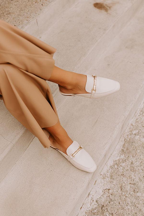 The Aubrey Faux Leather Mule Loafer in Cream Product Image