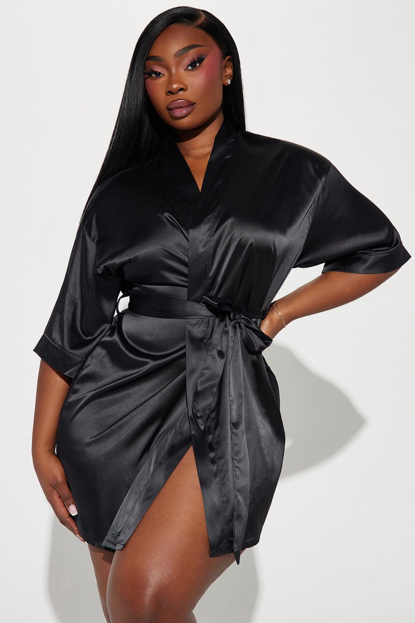 Getting Ready For You Satin Robe - Black Product Image