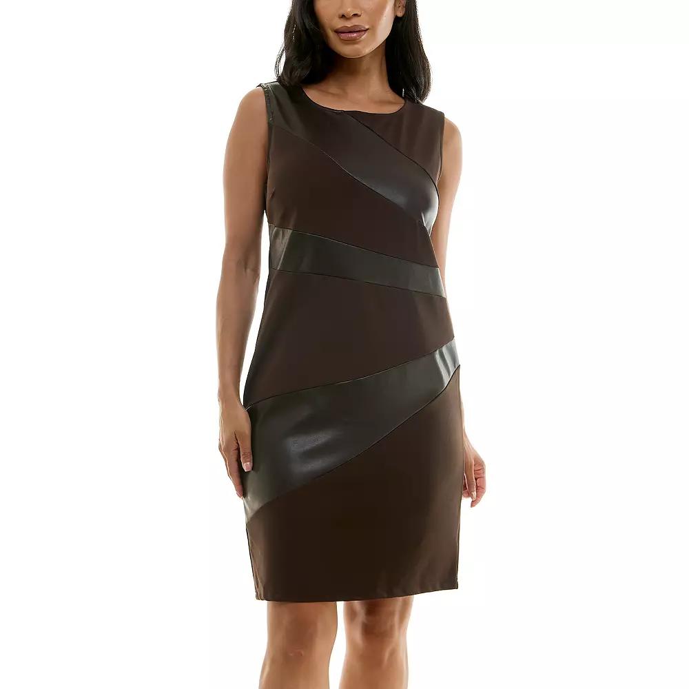 Women's Nina Leonard Pleather Panel Dress,  Product Image
