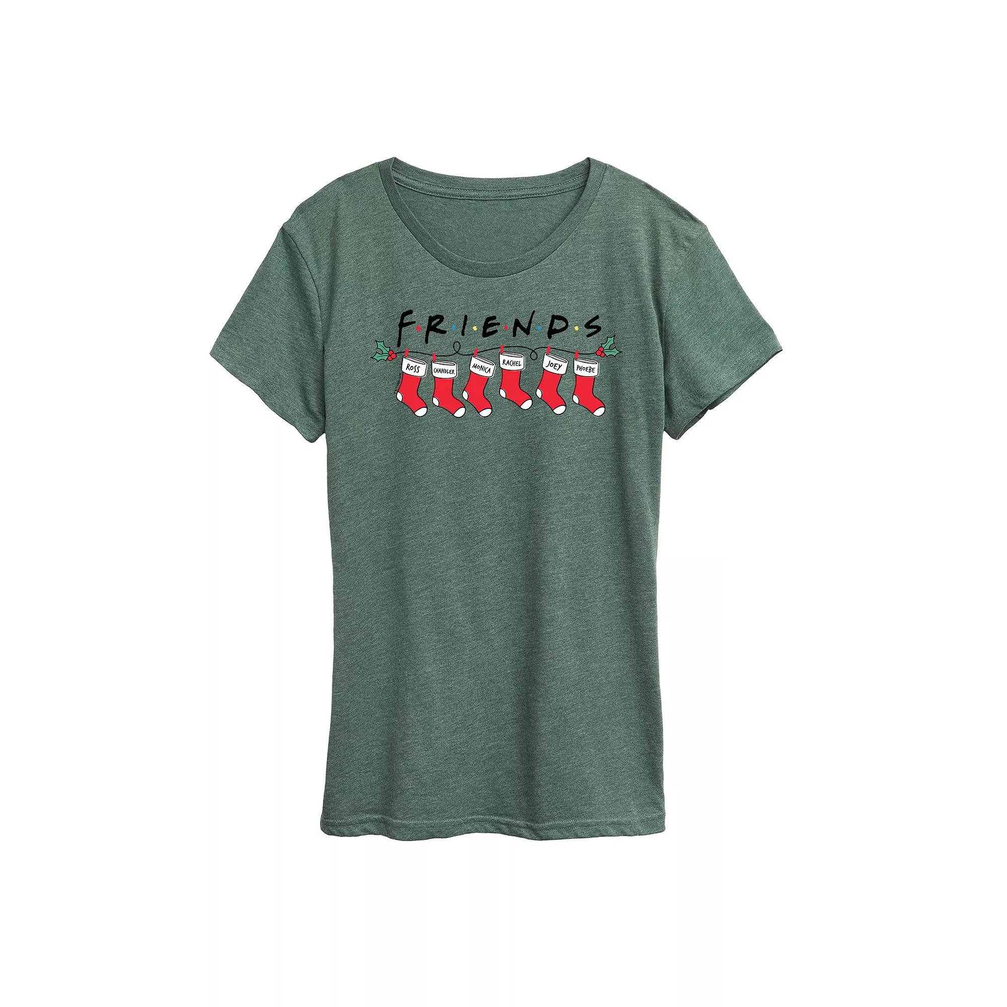 Women's Friends Christmas Stockings Graphic Tee, Girl's,  Product Image