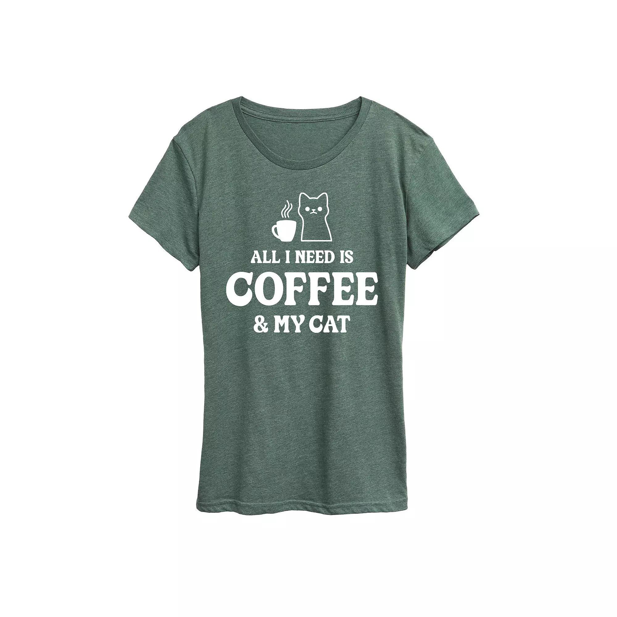 Women's All I Need Coffee Cat Graphic Tee, Girl's,  Product Image