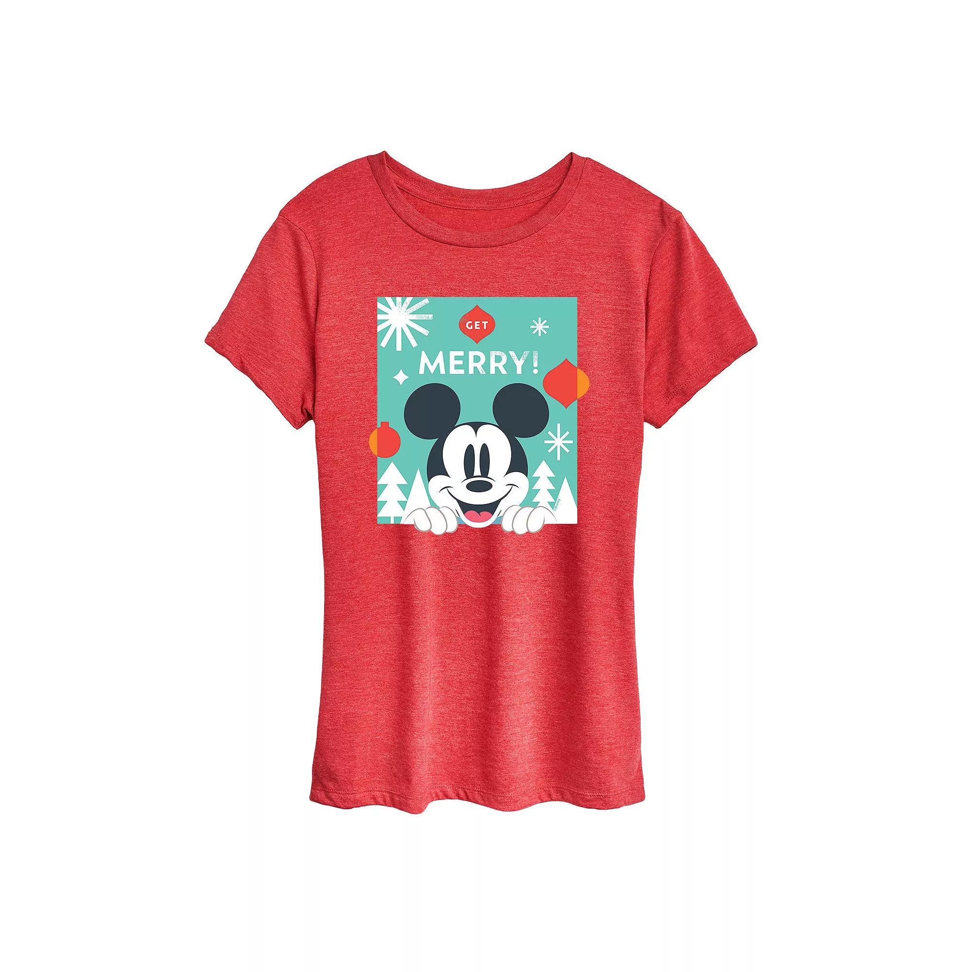 Disney's Mickey Mouse Women's Get Merry Graphic Tee, Girl's,  Product Image