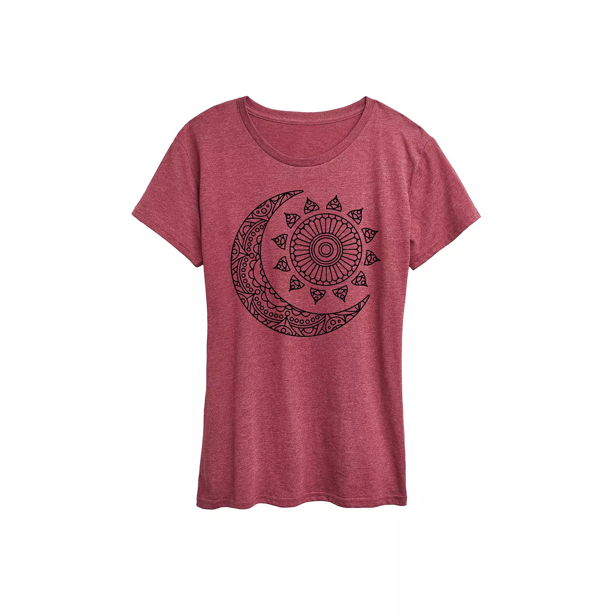 Women's Mandala Sun Moon Graphic Tee, Girl's,  Product Image