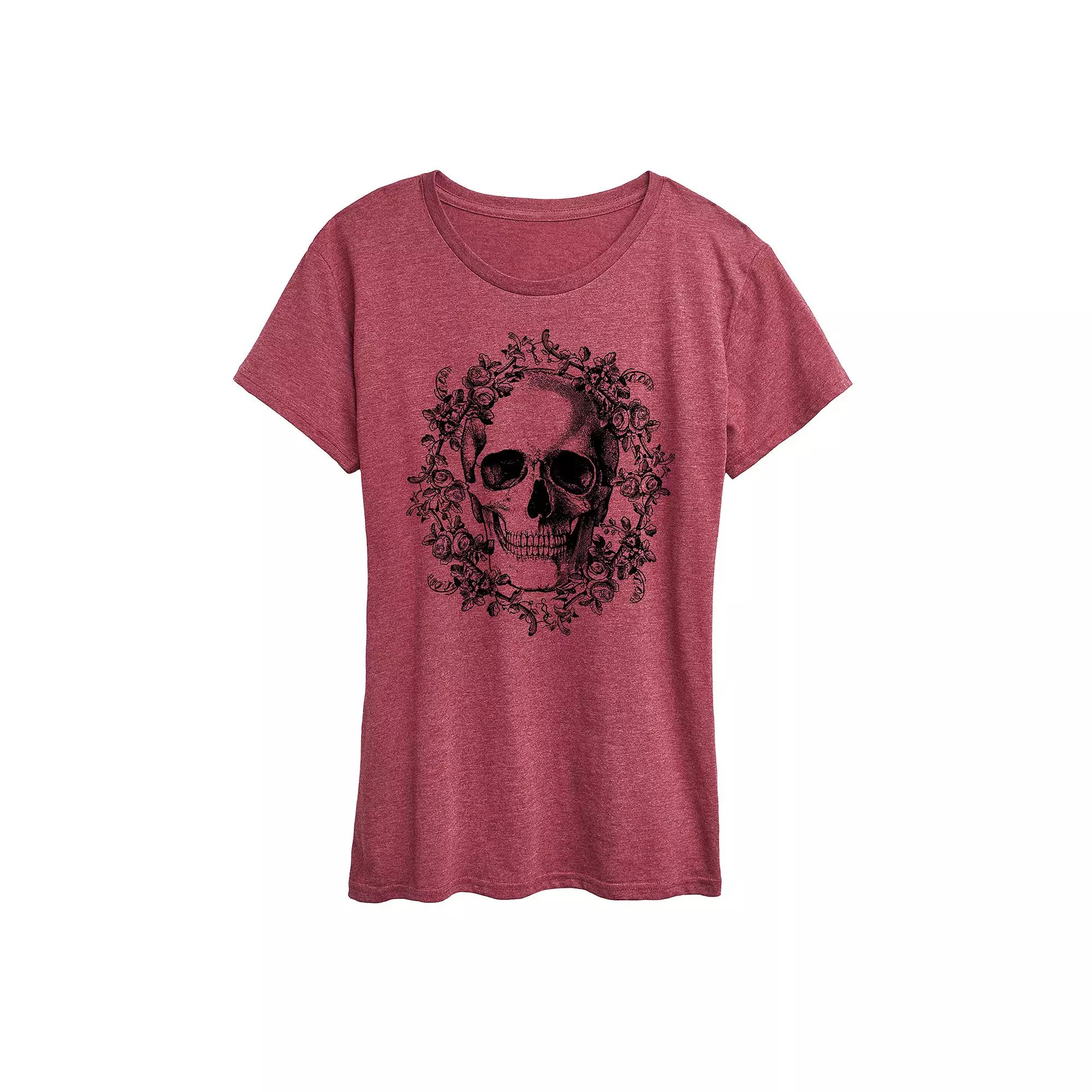 Women's Skull Wreath Graphic Tee,  Product Image