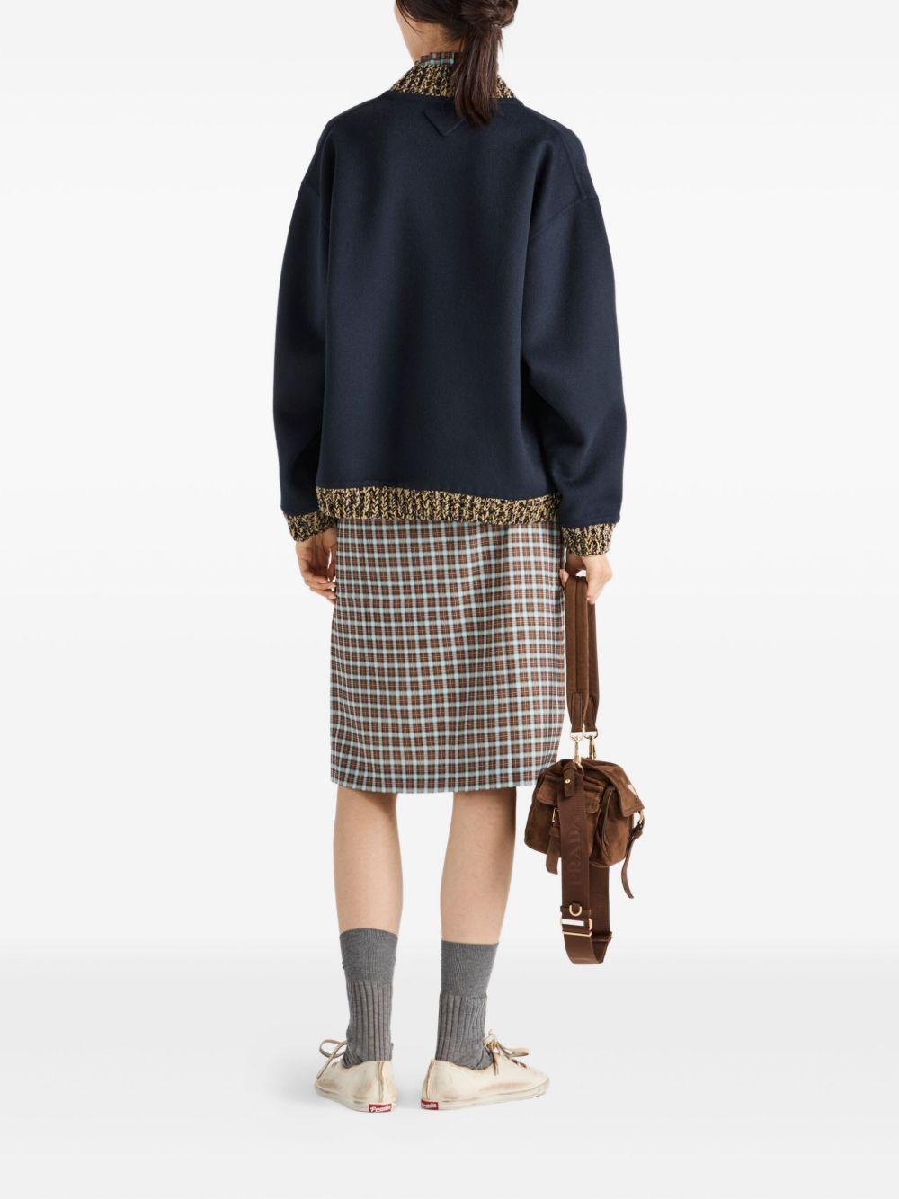 knit-trimmed wool bomber jacket Product Image