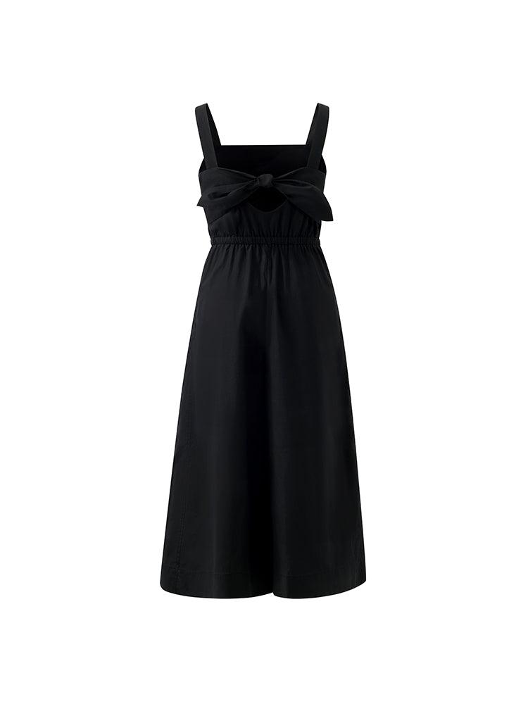 Cotton Strap Gathered Waist Jumpsuit With Detachable Chest Pads Product Image