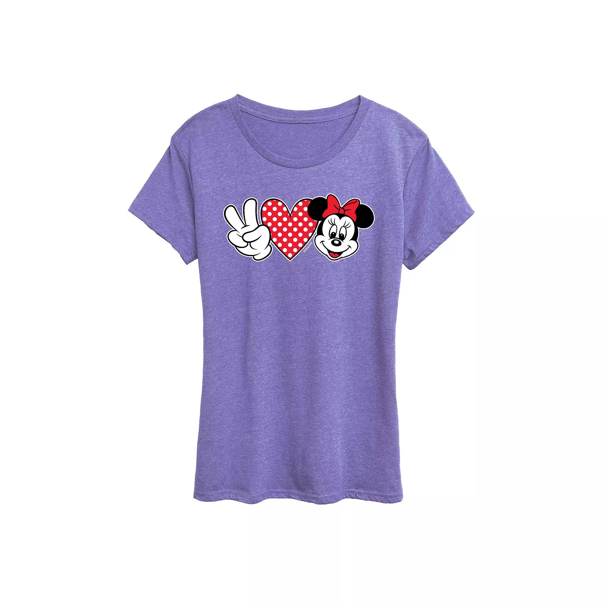 Disney's Minnie Mouse Women's Peace Love Graphic Tee,  Product Image
