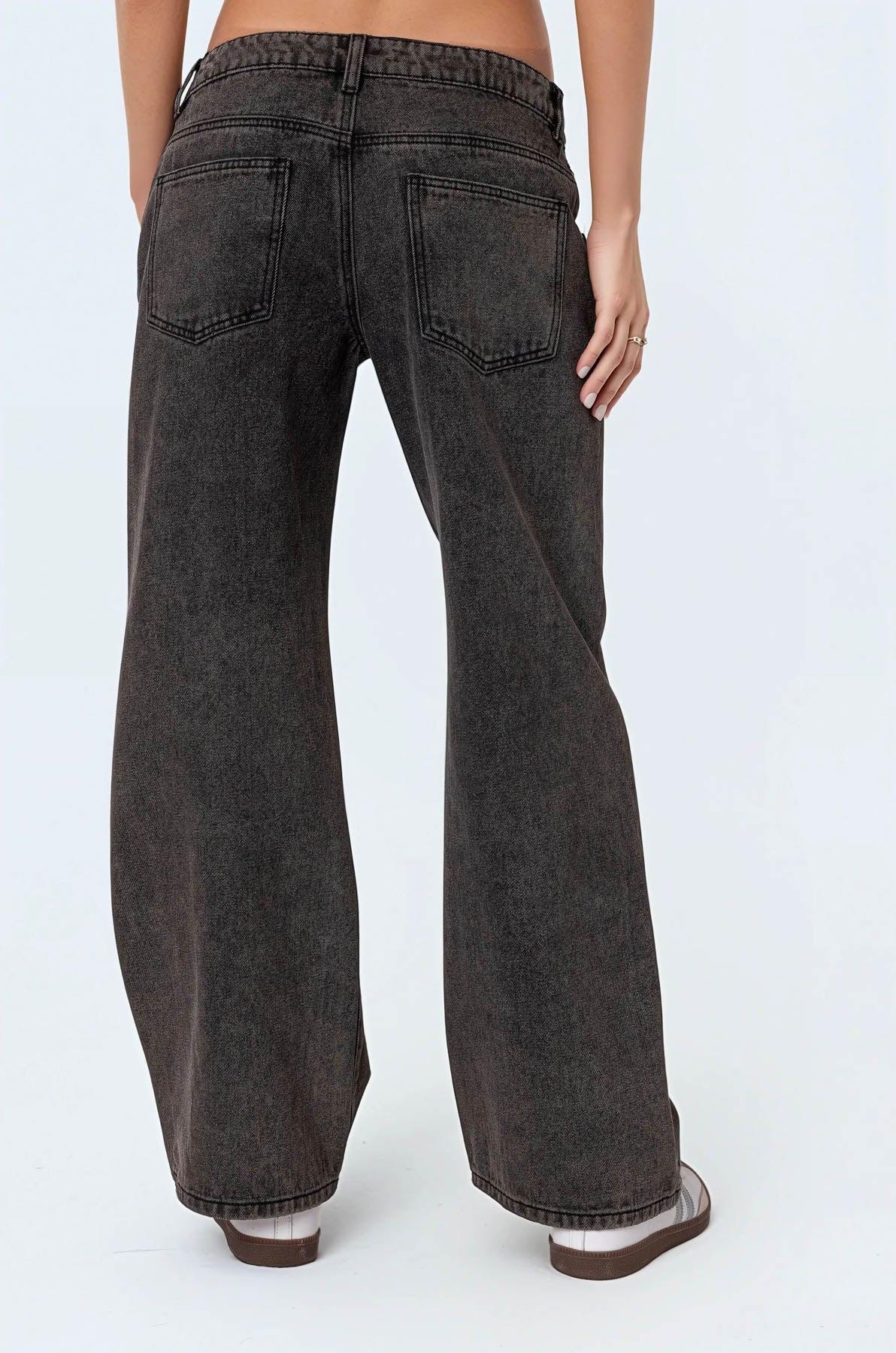 Petite Raelynn Washed Low Rise Baggy Jeans Product Image