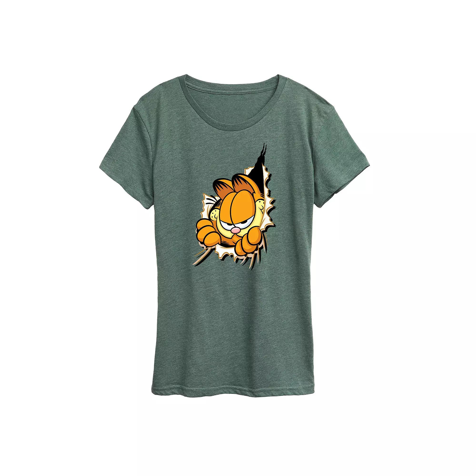 Women's Garfield Peeking Out Graphic Tee, Girl's,  Product Image