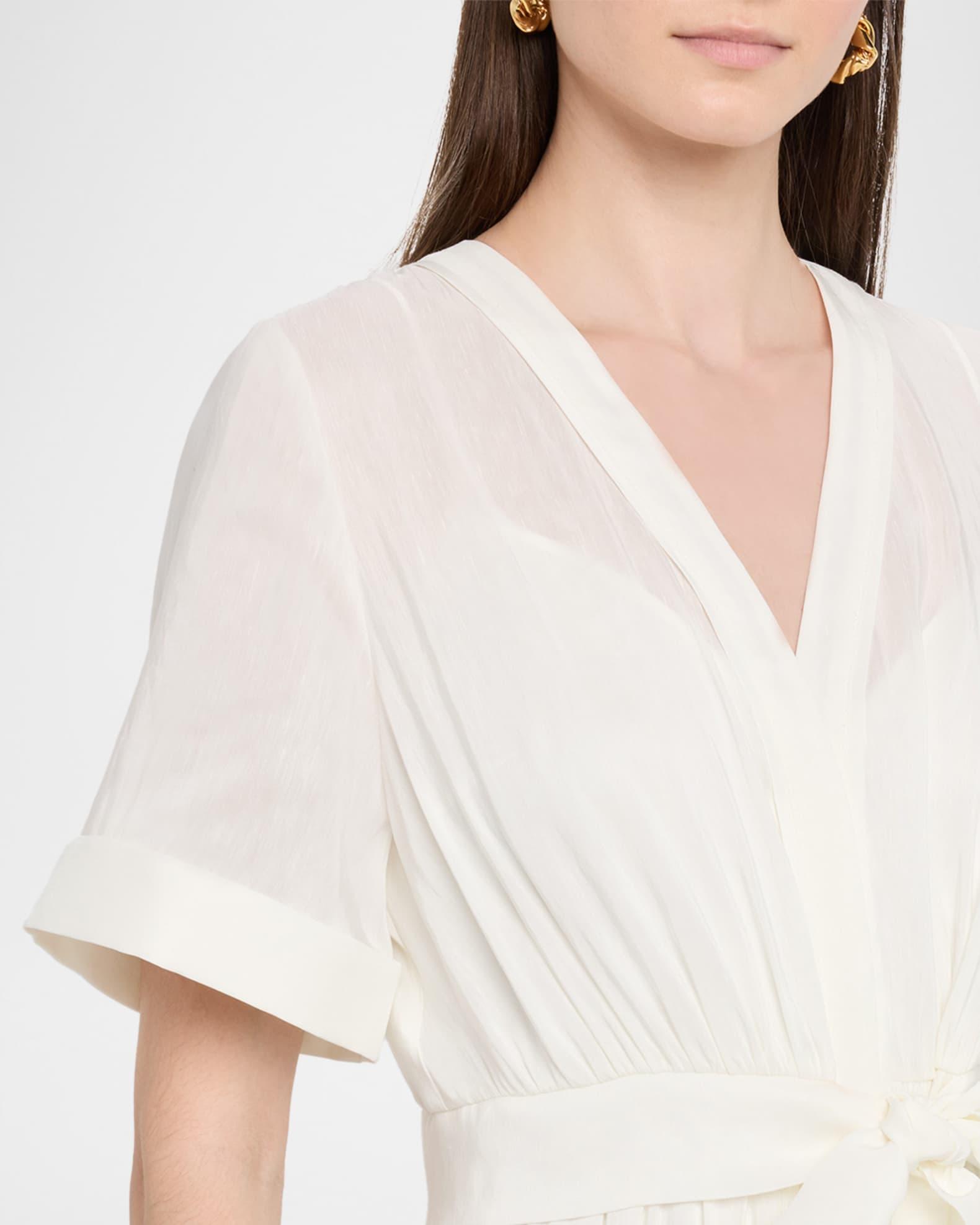 Miranda Pintuck Tiered Linen-Silk Midi Dress Product Image