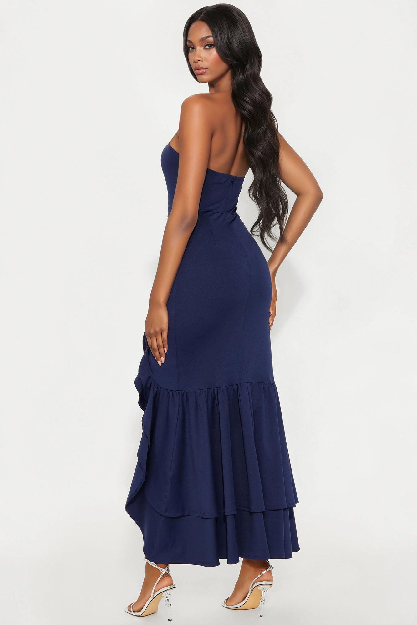 Selena Strapless Mermaid Maxi Dress - Navy Female Product Image