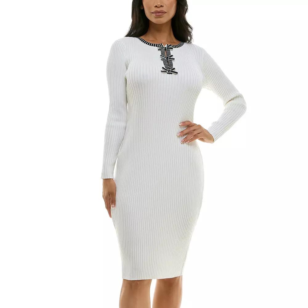 Women's Nina Leonard Ribbed Knit Dress,  Product Image