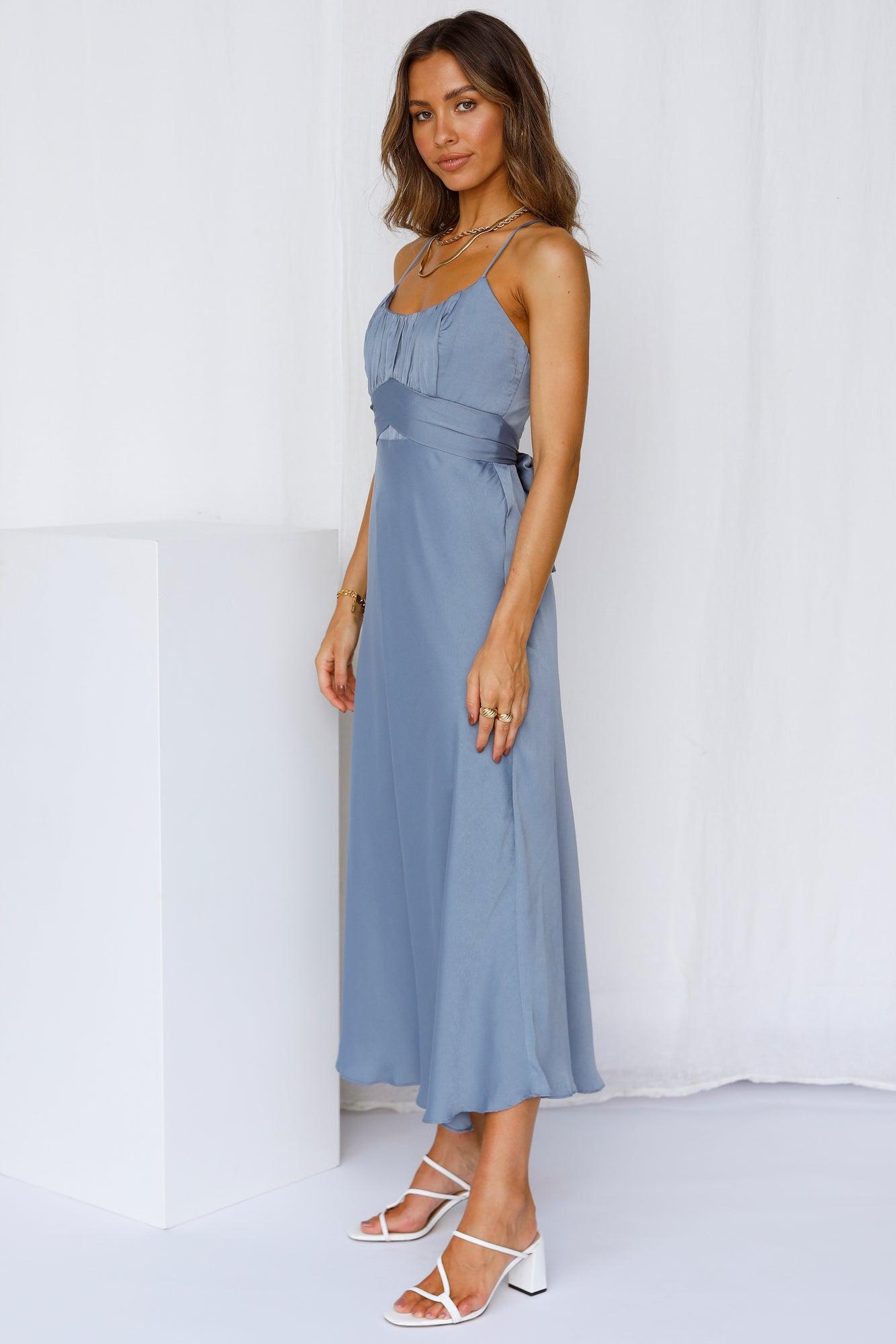 Jane Midi Dress Dusty Blue Product Image