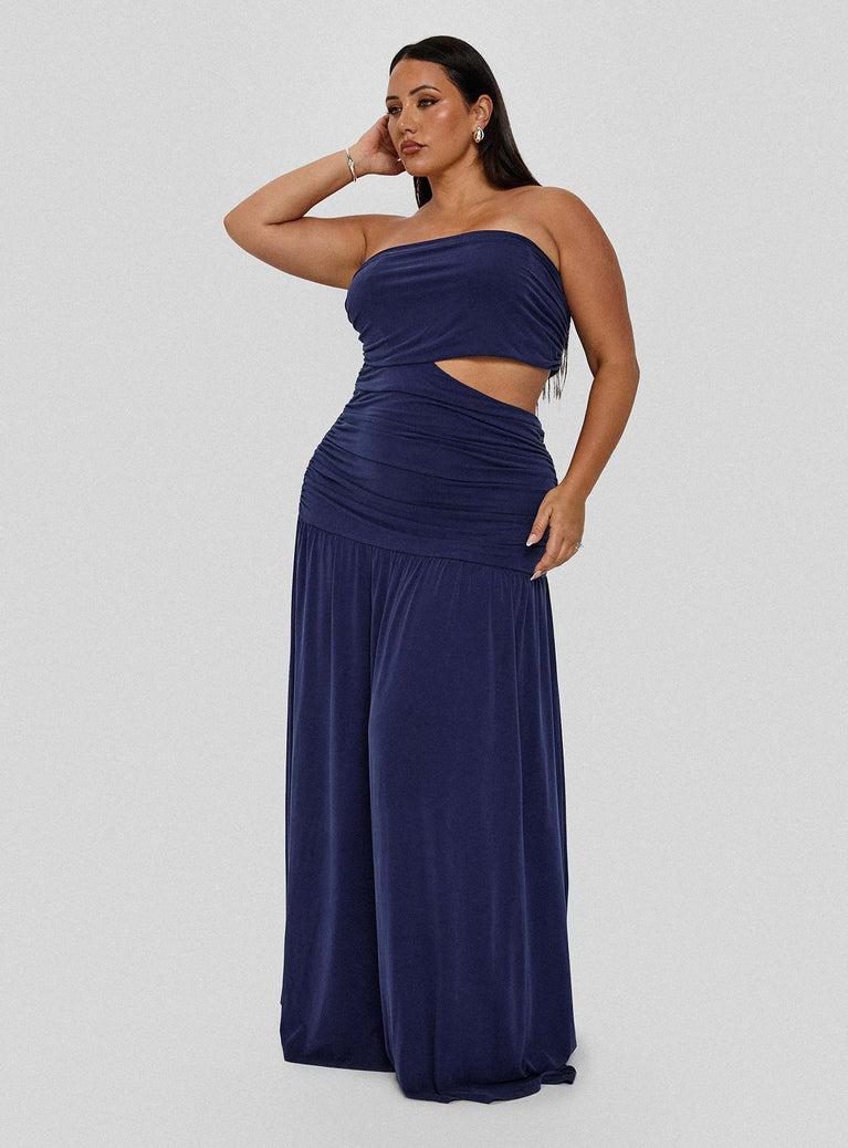 Grandeur Strapless Maxi Dress Navy Curve Product Image