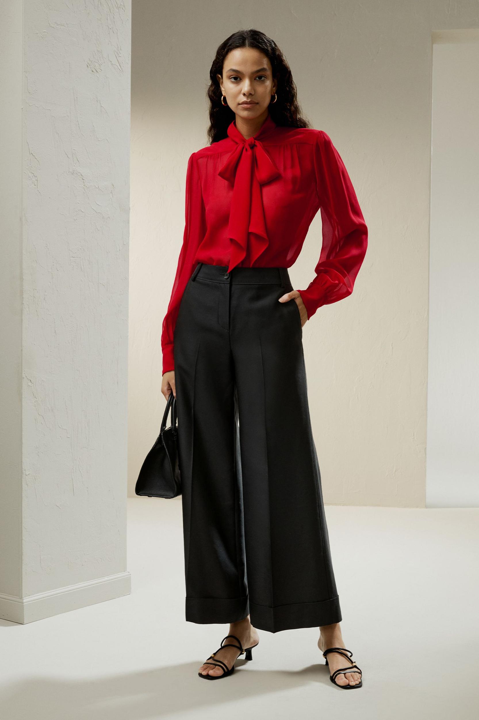 Bow Tie Silk Jasmine Blouse Product Image