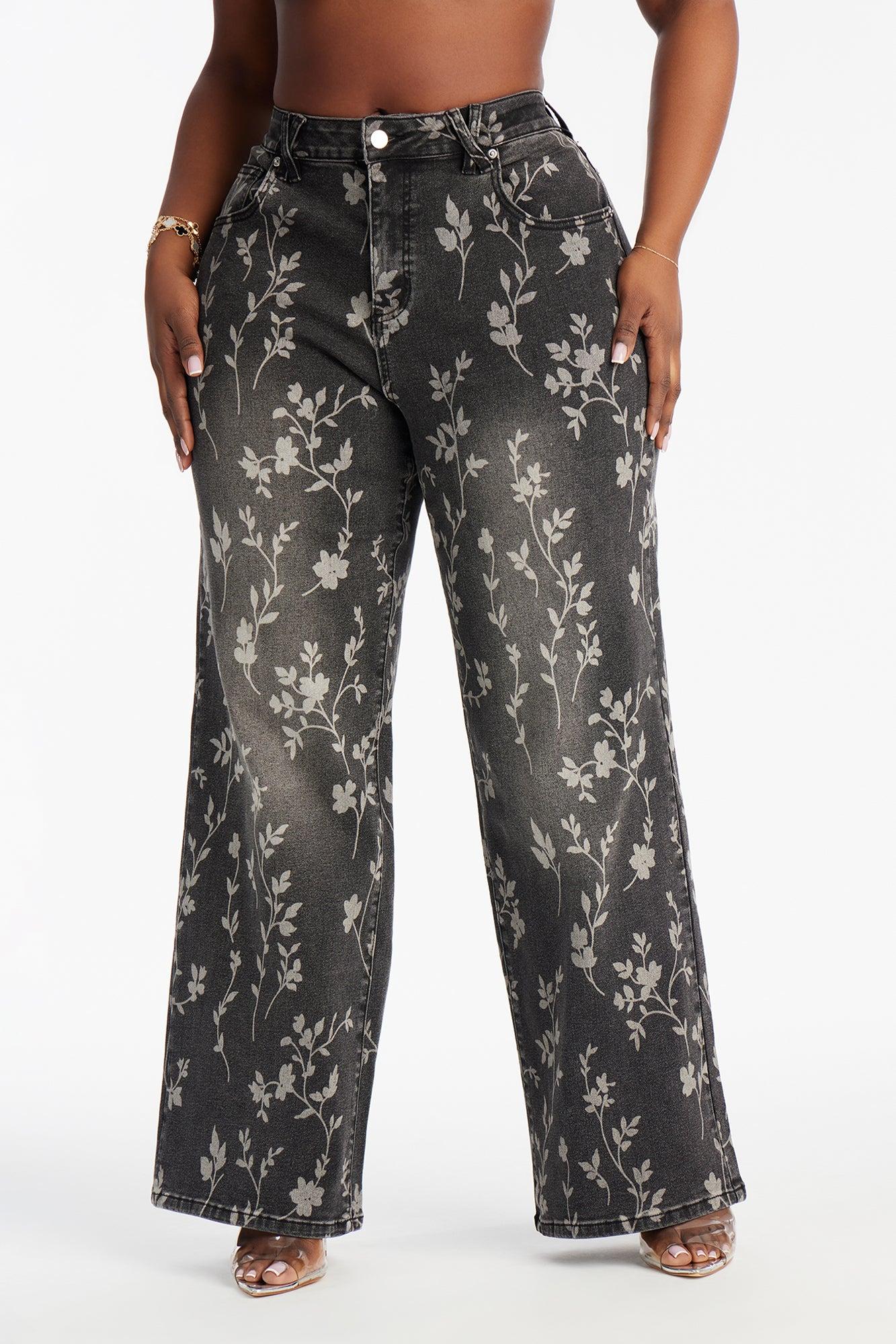 Where Flowers Bloom Stretch Jeans - Grey Female Product Image