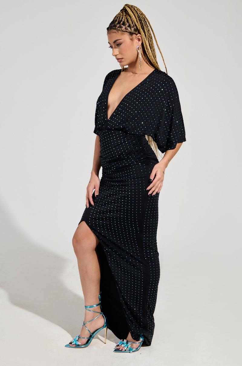 IT'S GIVING HOLIDAY RHINESTONE MAXI DRESS Product Image