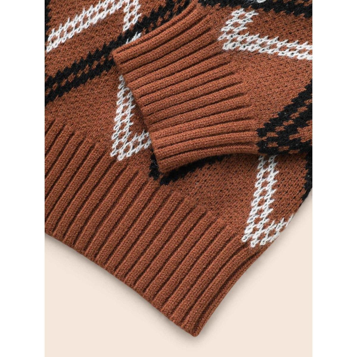 Plus Size Plaid Pocket Drop Shoulder Sleeve Cardigan Yellowishbrown Women Leisure Loose Long Sleeve Casual Cardigans BloomChic 14-16/1X Product Image