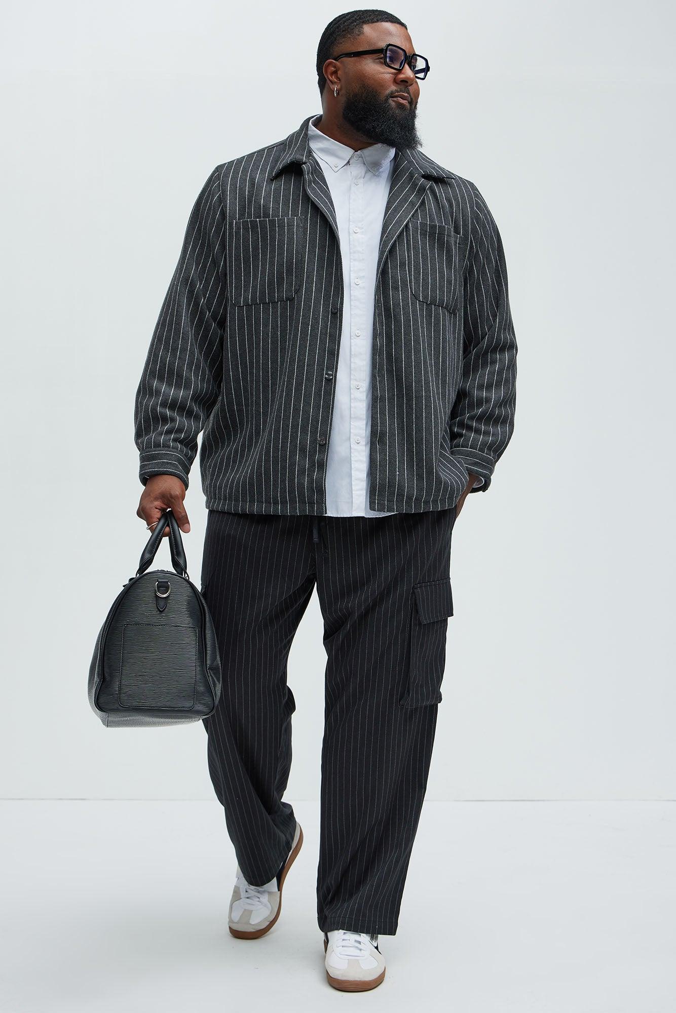 Perth Pinstripes Relaxed Cargo Pants - Black/combo Product Image