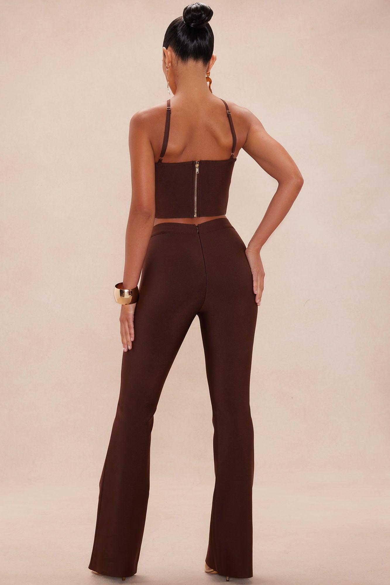 Hannah Bandage Flare Pant Set - Chocolate Product Image