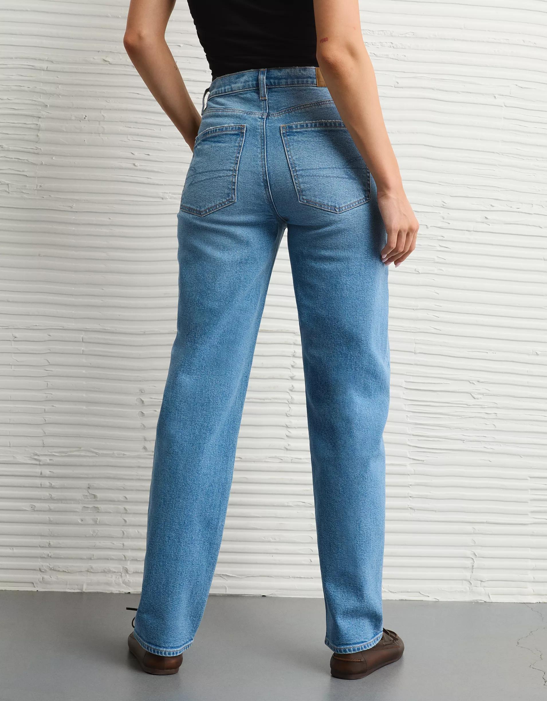 AE Strigid Super High-Waisted Baggy Straight Jean Product Image