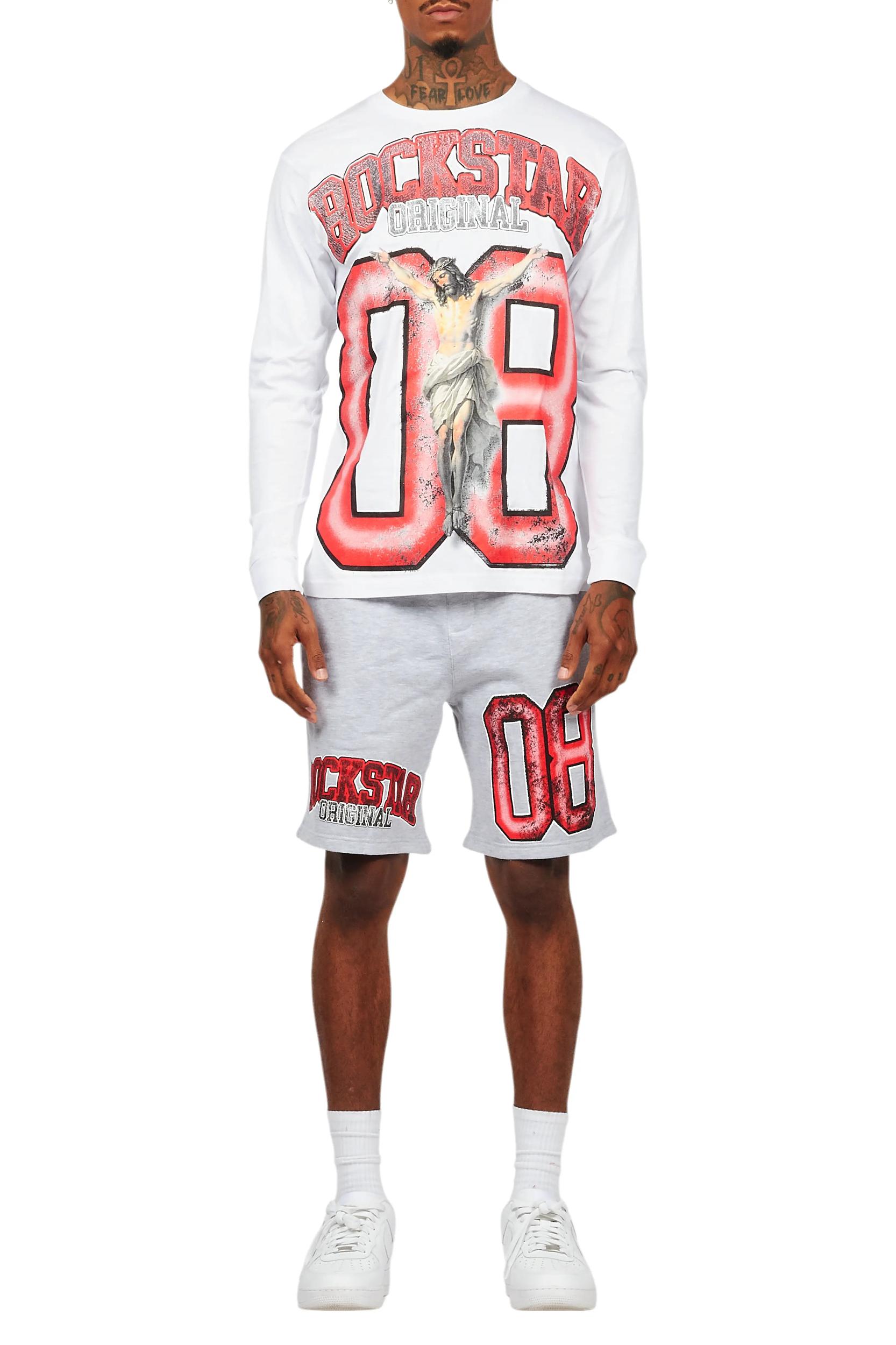 Fields White/Grey Long Sleeve T-Shirt Short Set Male Product Image