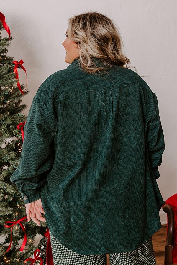 On My Mind Corduroy Button Up In Forest Curves Product Image