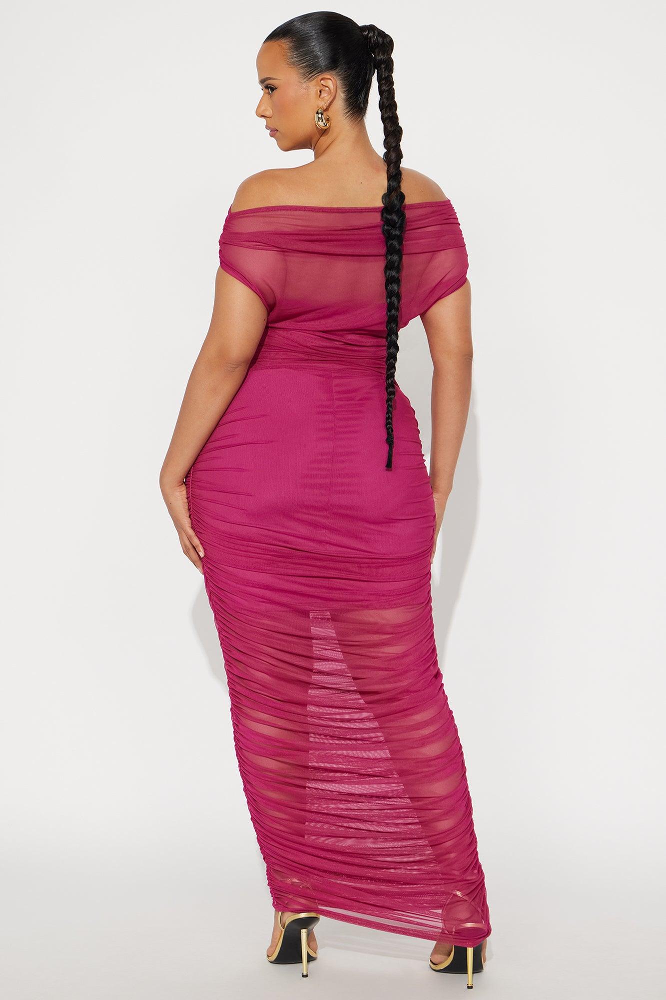 Obsessed With Me Ruched Maxi Dress - Magenta Female Product Image