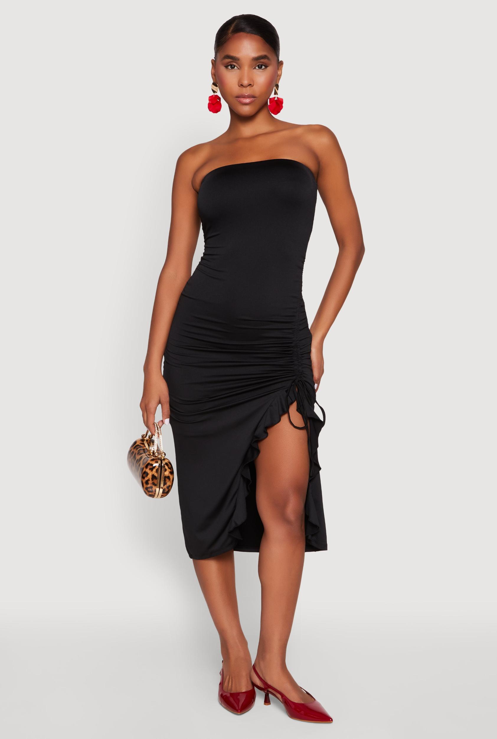 Womens Side Ruched Midi Tube Dress Product Image