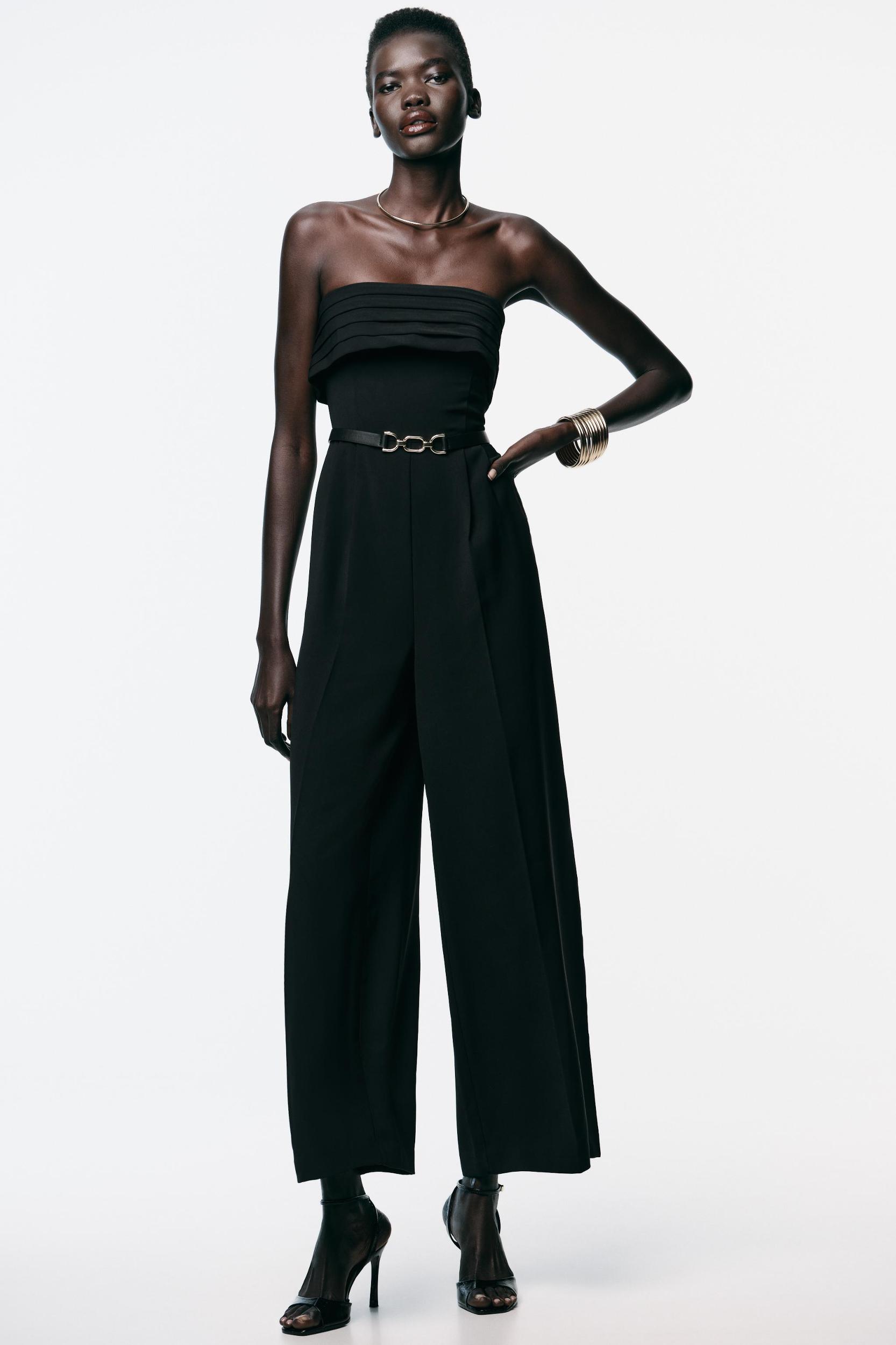 CREPE BUSTIER JUMPSUIT WITH BELT Product Image