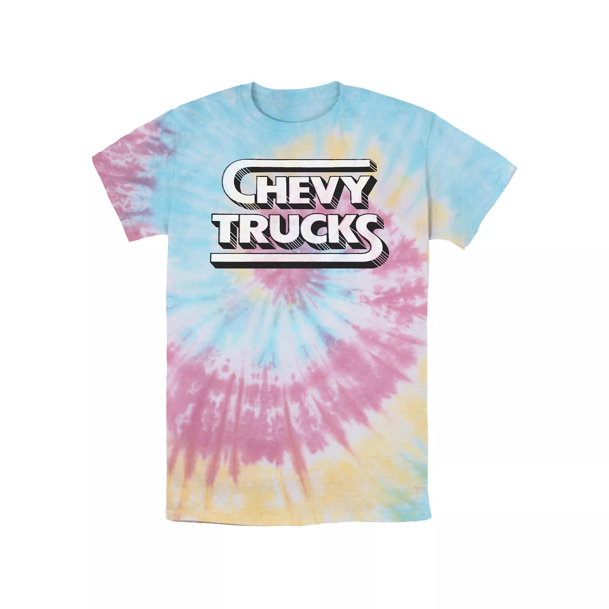 Men's Chevy Trucks Logo Tie Dye Graphic Tee, Size: Small, Blue Pink Light Yellow Product Image