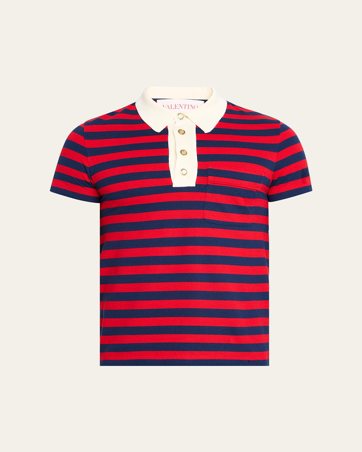 Mens Stripe Cotton Pique Polo Shirt Product Image