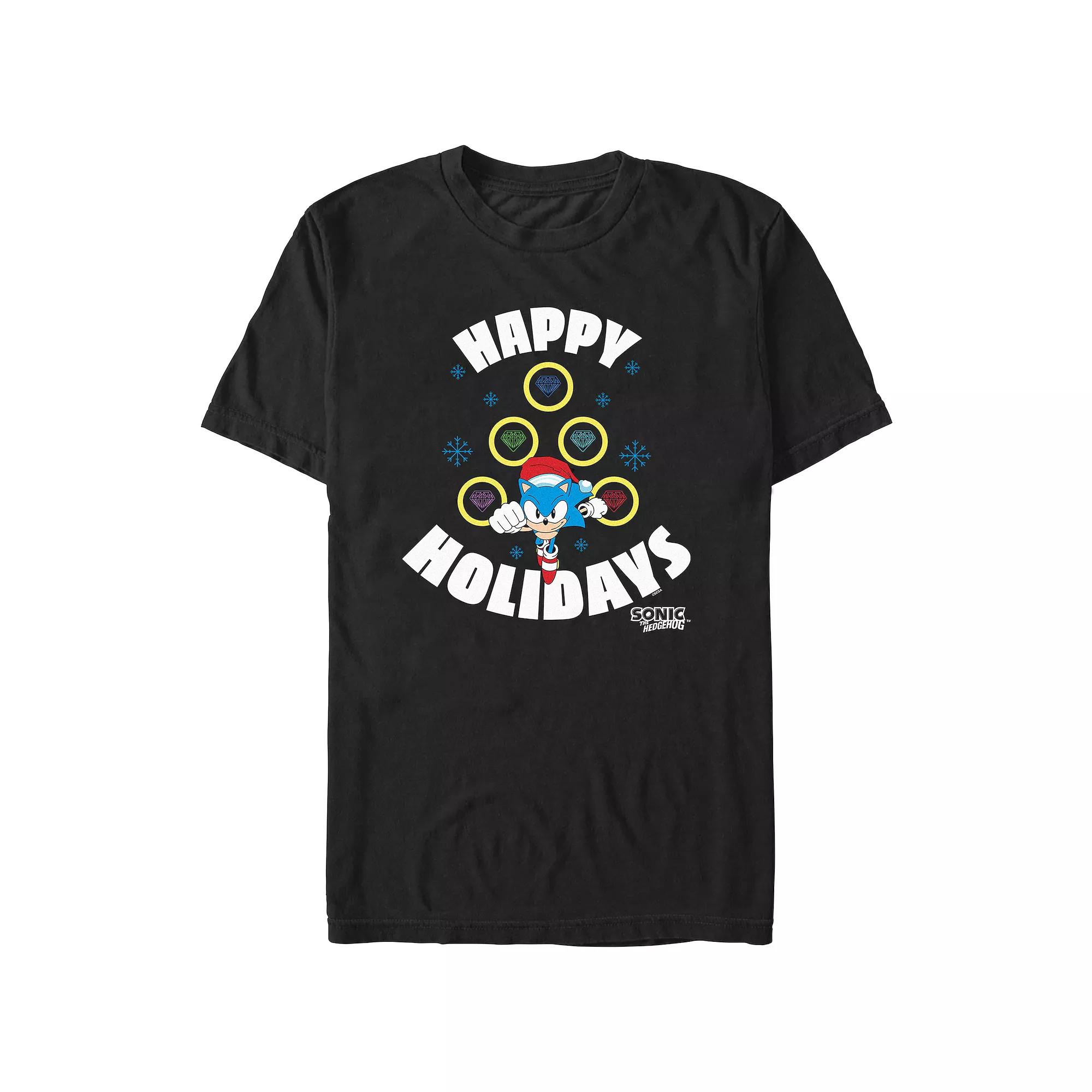 Men's Sonic The Hedgehog Happy Holidays Graphic Tee,  Product Image