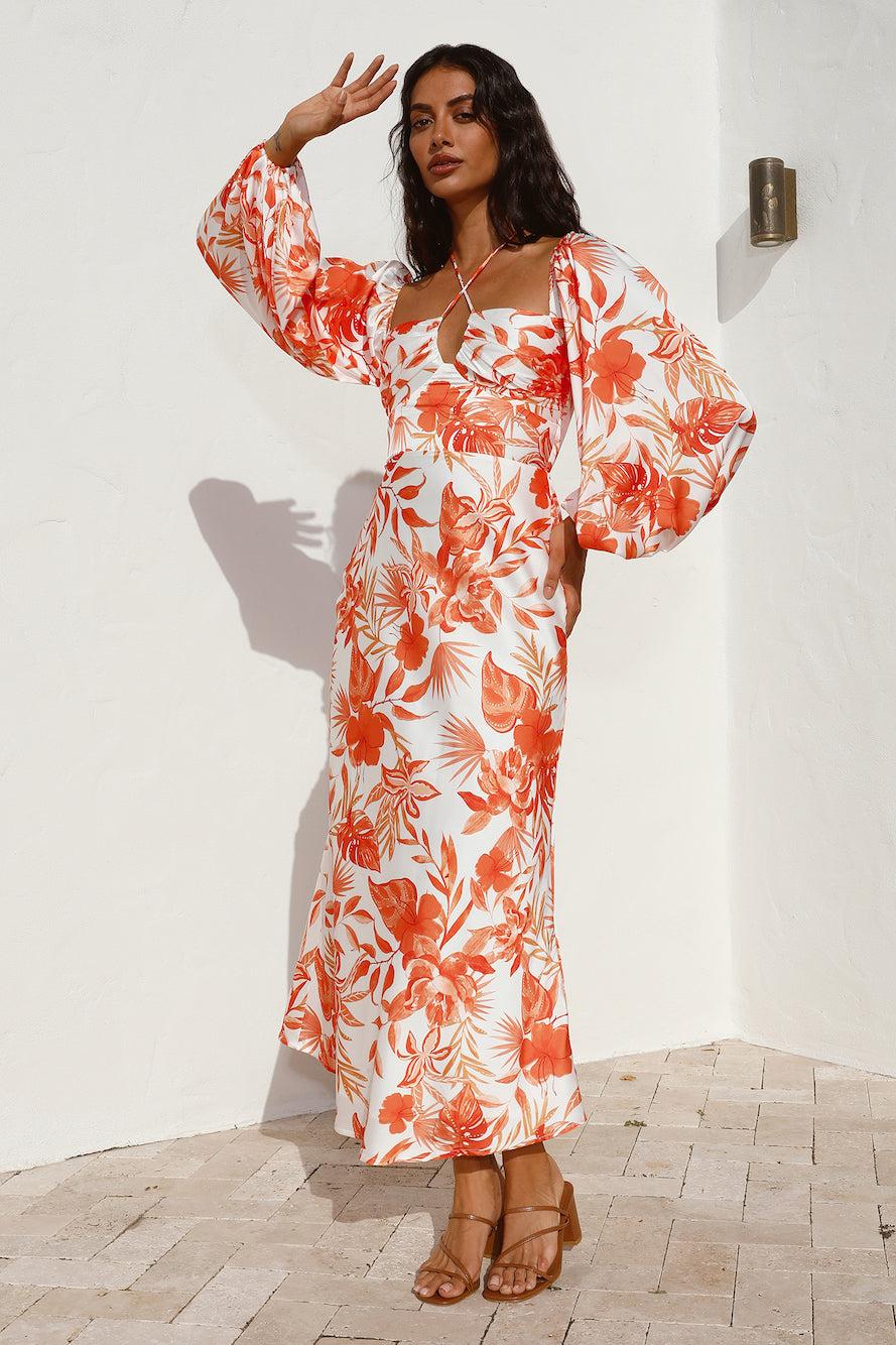 Rise Up Halter Maxi Dress Orange Product Image